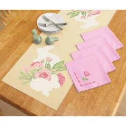 Herrschners Bunny Dreams Table Runner & Napkins Stamped Cross-Stitch Kit