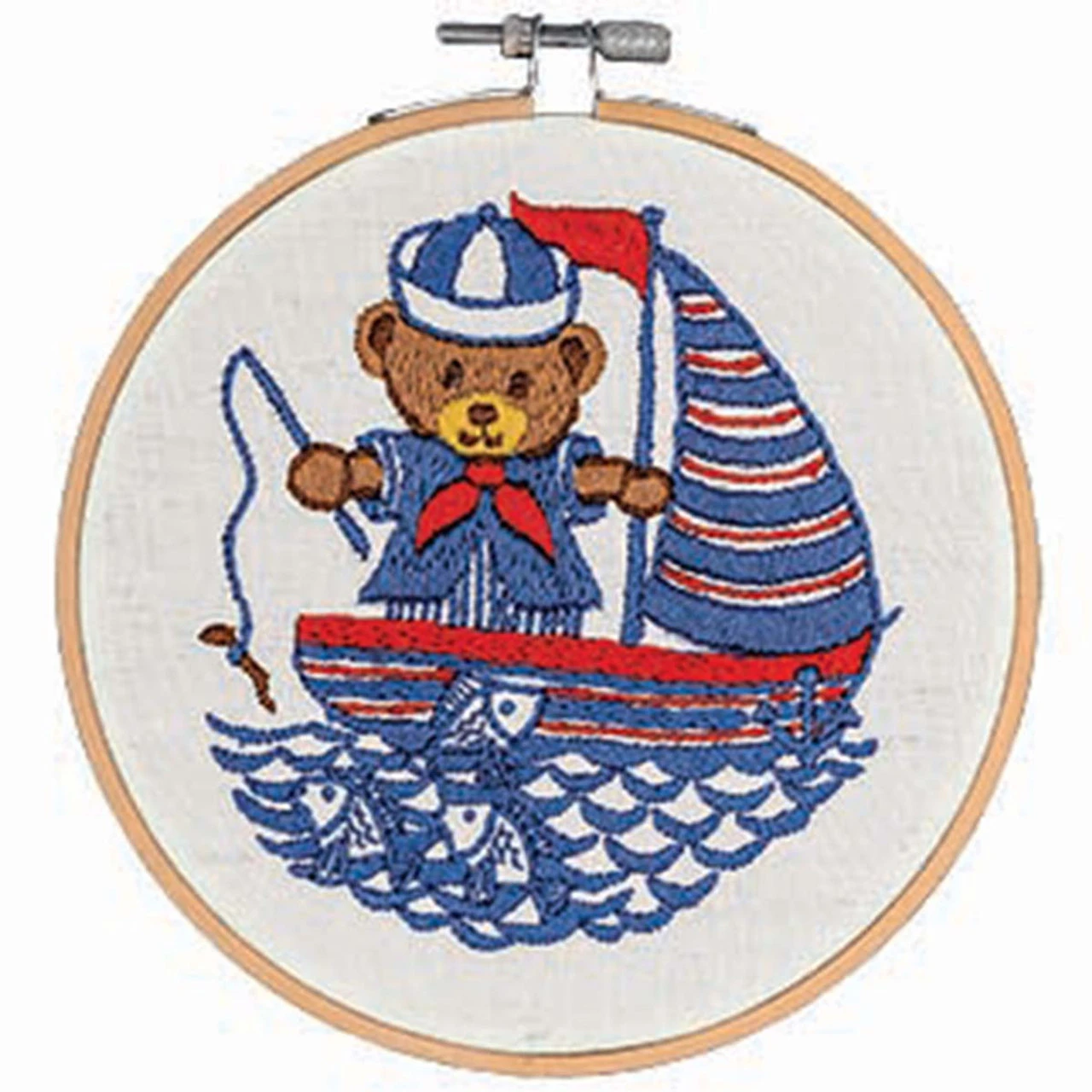 Craftways Teddy Blue Sailing Boat Hoop Stamped Embroidery Kit 3 Craftways Teddy Blue Sailing Boat Hoop Stamped Embroidery Kit