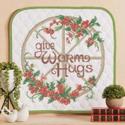Herrschners Warm Hugs Wall Hanging Stamped Cross-Stitch Kit