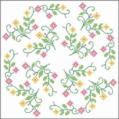 Herrschners Field Of Flowers Quilt Blocks Stamped Cross-Stitch
