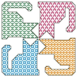 Herrschners Patchwork Kittens Quilt Blocks Stamped Cross-Stitch