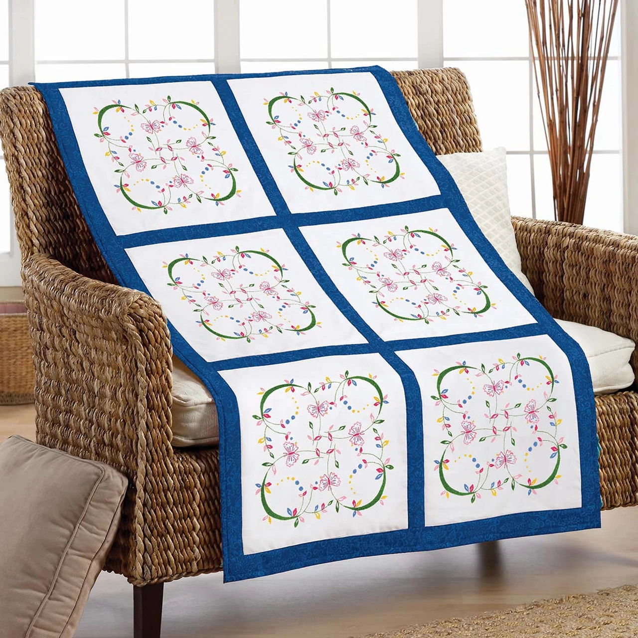 Herrschners Butterfly Wings Quilt Blocks Stamped Embroidery 3 Herrschners Butterfly Wings Quilt Blocks Stamped Embroidery