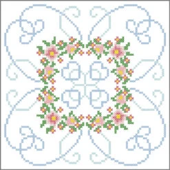 Herrschners Ring Of Hearts Quilt Blocks Stamped Cross-Stitch