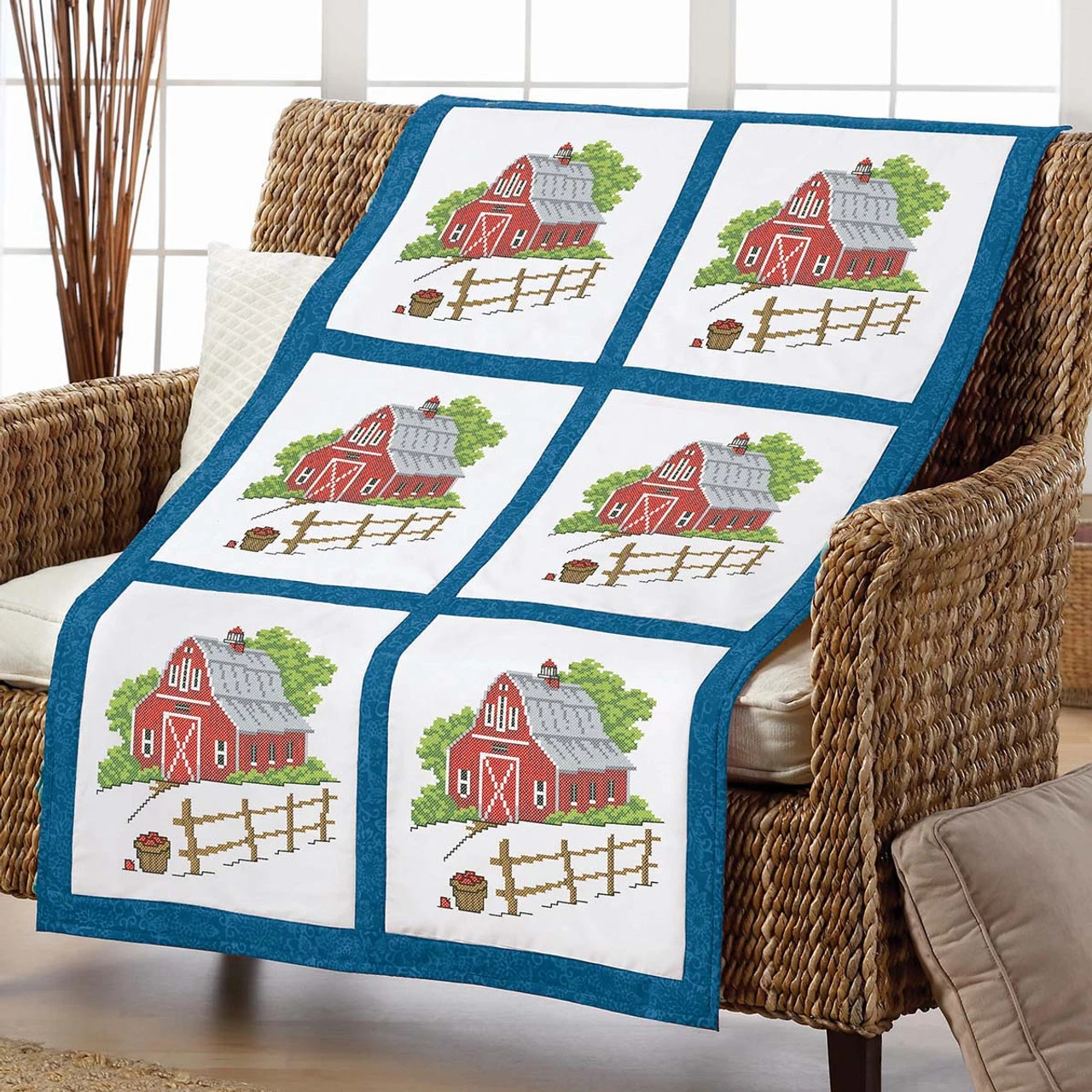 Herrschners Farm Life Quilt Blocks Stamped Cross-Stitch 3 Herrschners Farm Life Quilt Blocks Stamped Cross-Stitch