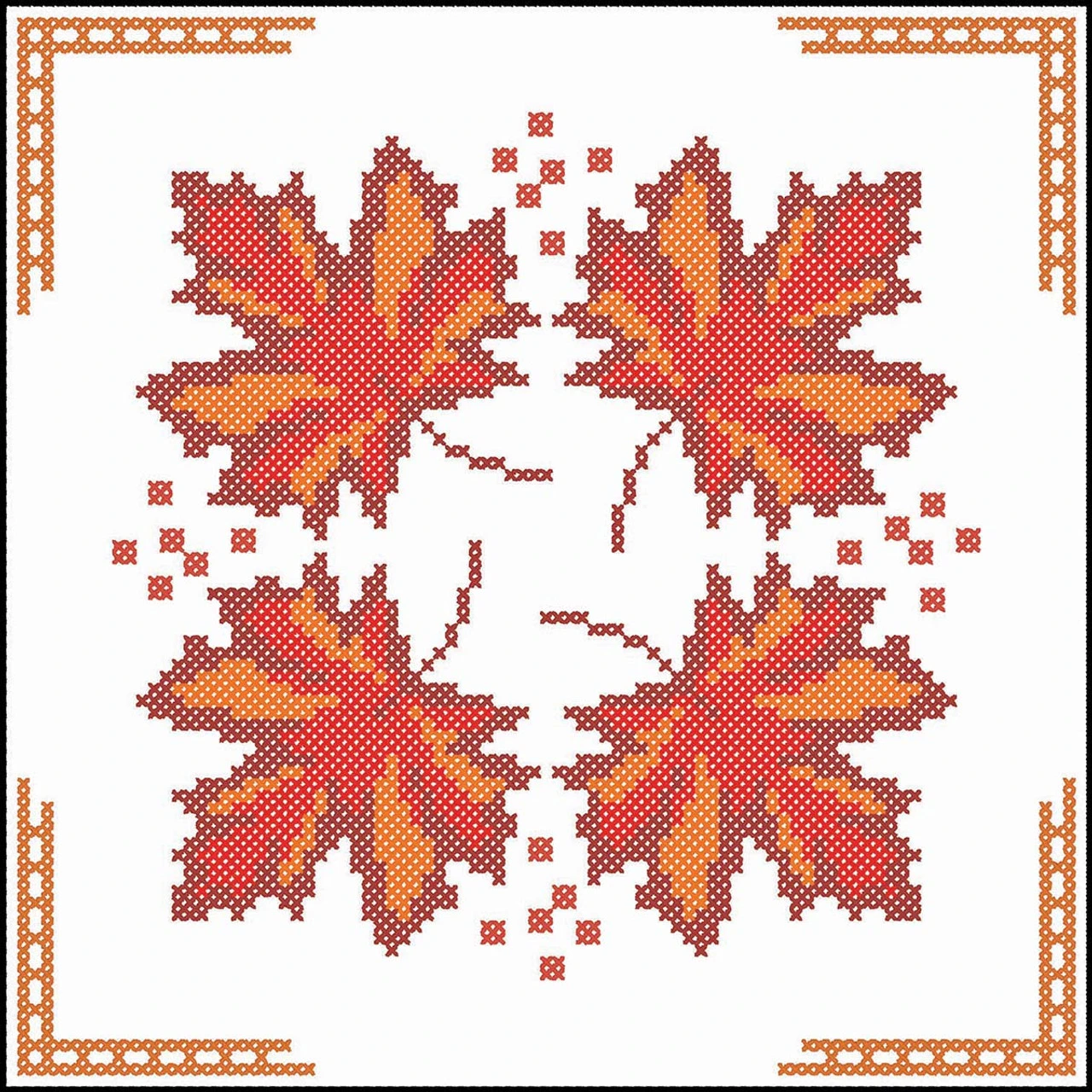Herrschners Autumn Leaves Quilt Blocks Stamped Cross-Stitch 2 Herrschners Autumn Leaves Quilt Blocks Stamped Cross-Stitch