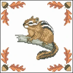 Herrschners Chipmunk Chatter Quilt Blocks Stamped Cross-Stitch