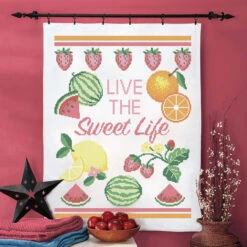 Herrschners Sweet Life Lap Quilt Top Stamped Cross-Stitch Kit
