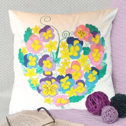 Herrschners Pansies Heart Pillow