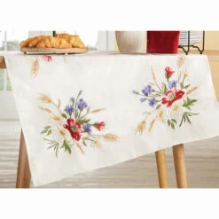 Nob Hill Meadow Flowers Table Topper Stamped Embroidery Kit