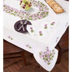 Nob Hill Violet Wreath Table Runner Stamped Embroidery