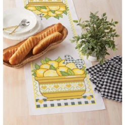 Herrschners When Life Gives You Lemons Table Runner & Napkins Stamped Cross-Stitch