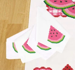Herrschners Watermelon Napkins Stamped Cross-Stitch