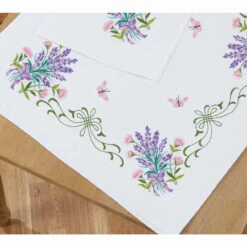 Nob Hill Lavender & Butterflies Table Topper Stamped Embroidery Kit