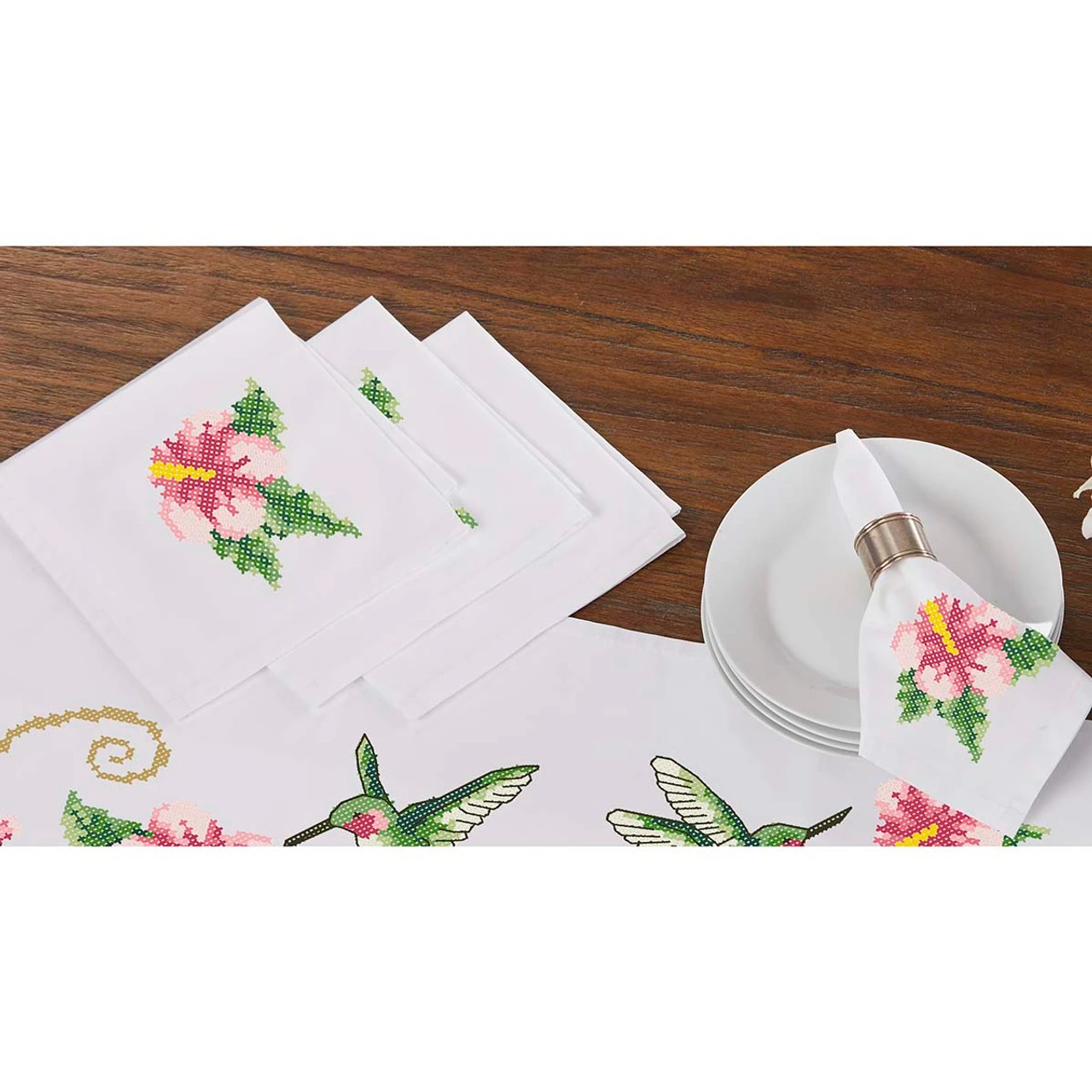 Herrschners Hummingbird Napkins Stamped Cross-Stitch 3 Herrschners Hummingbird Napkins Stamped Cross-Stitch