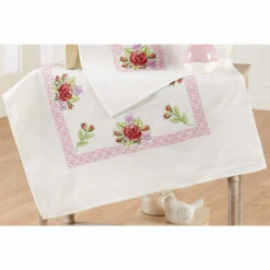 Nob Hill Rose Border Table Topper Stamped Embroidery Kit