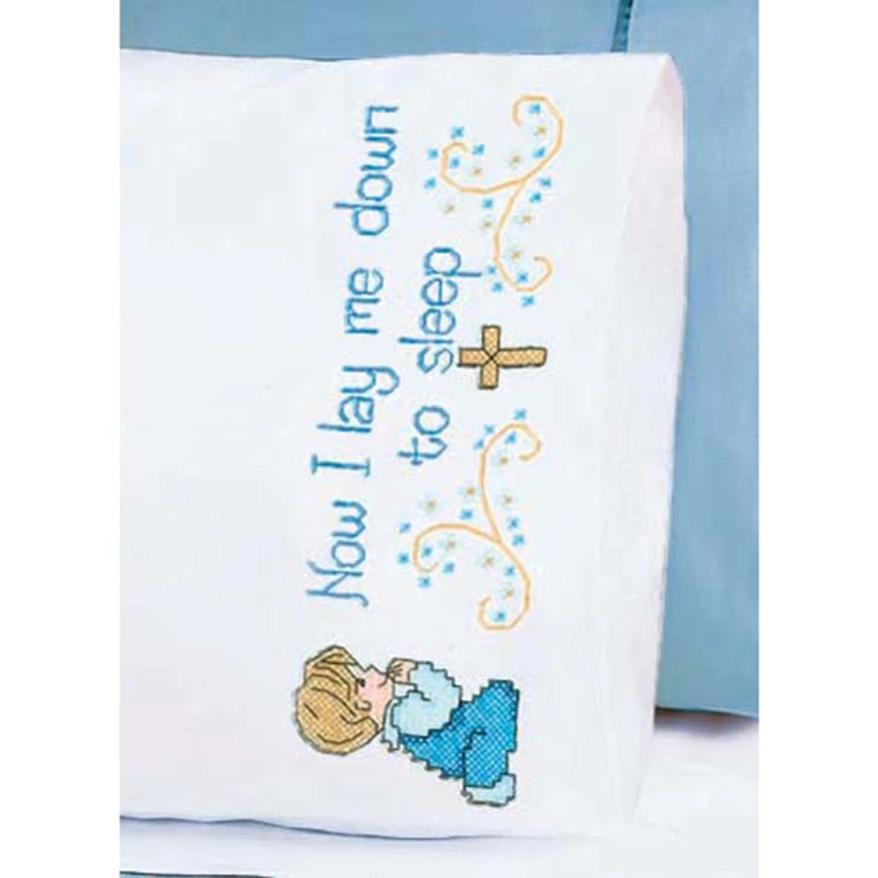 Herrschners Now I Lay Me Down Boy's Pillowcase Stamped Cross-Stitch Kit 3 Herrschners Now I Lay Me Down Boy's Pillowcase Stamped Cross-Stitch Kit