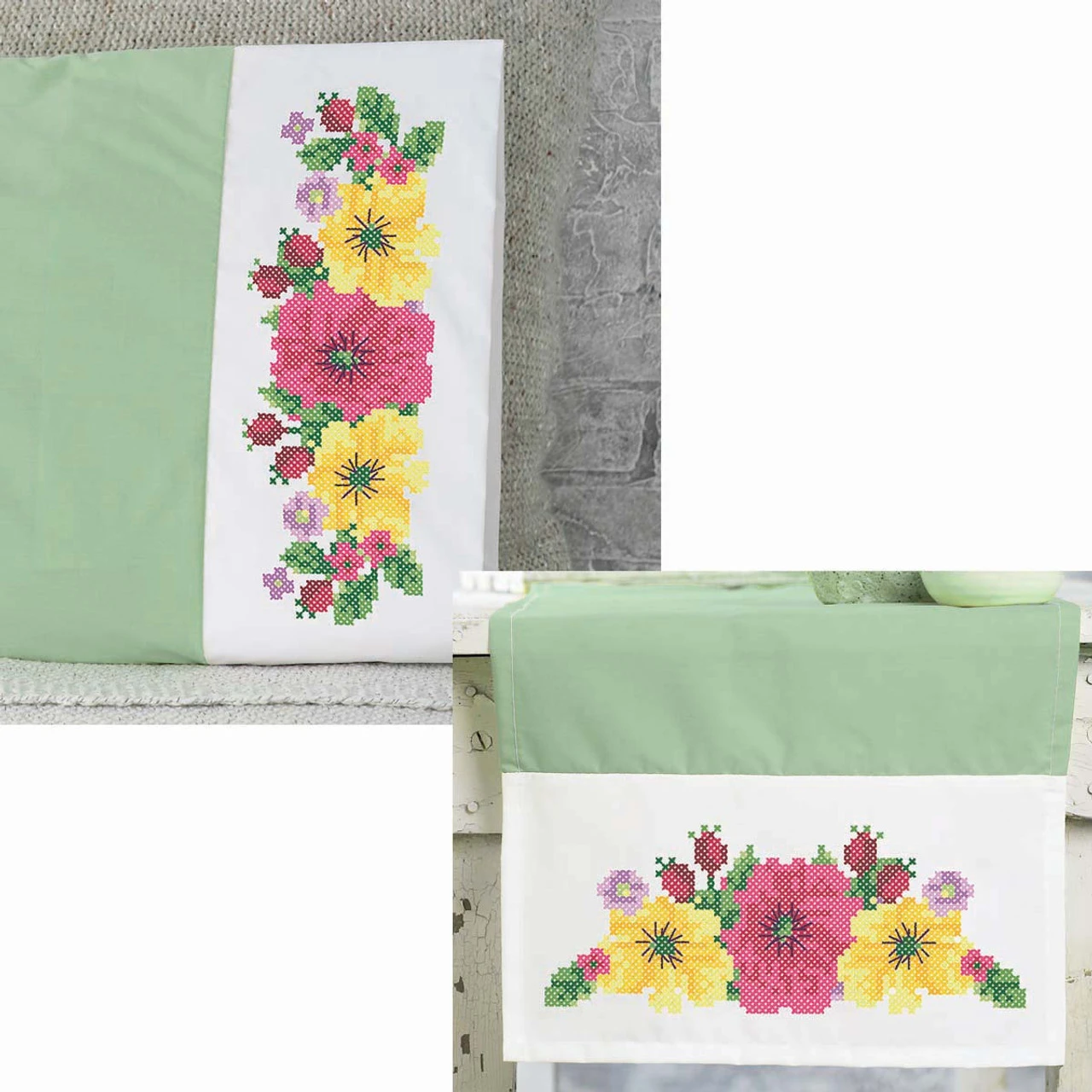 Herrschners Garden In Bloom Set Stamped Cross-Stitch 3 Herrschners Garden In Bloom Set Stamped Cross-Stitch