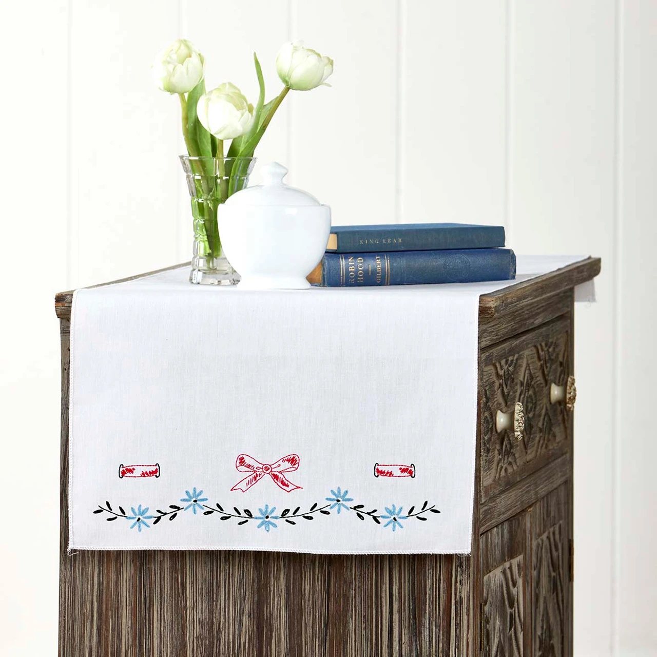 Herrschners Daphne Dresser Scarf Stamped Embroidery 3 Herrschners Daphne Dresser Scarf Stamped Embroidery