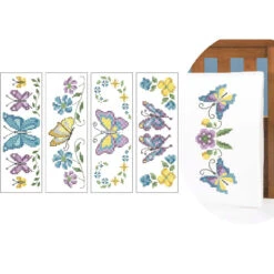 Herrschners Butterfly Showcase Pillowcases Stamped Cross-Stitch