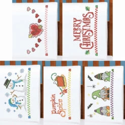Herrschners Holiday Collection Pillowcase Pairs Stamped Cross-Stitch