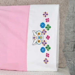 Herrschners Floral Owl Pillowcase Pair Stamped Cross-Stitch