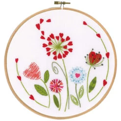 Vervaco Flowers Hoop Stamped Embroidery Kit