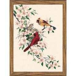 Dimensions Cardinals In Dogwood Stamped Embroidery Kit