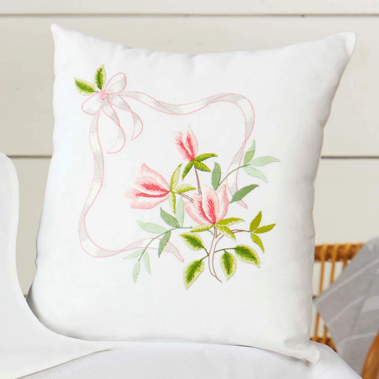 Craftways Pink Blossoms Pillow Cover Stamped Embroidery Kit 3 Craftways Pink Blossoms Pillow Cover Stamped Embroidery Kit