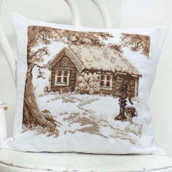 Craftways Log Cabin Pillow Cover II Stamped Cross-Stitch Kit