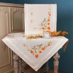 Vervaco Chickadees & Gooseberries Set Stamped Cross-Stitch