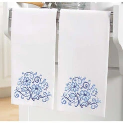 Herrschners Sapphire Elegance Towel Pair Stamped Cross-Stitch