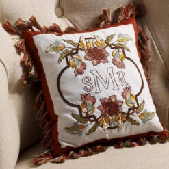 Bucilla Charleston Chirp Monogram Pillow Cover Stamped Embroidery