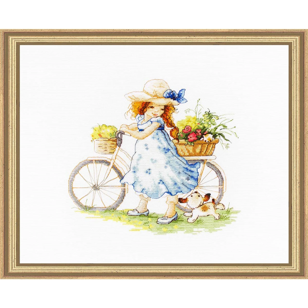 Luca-S Biking Girl With Puppy Counted Cross-Stitch Kit 3 Luca-S Biking Girl With Puppy Counted Cross-Stitch Kit