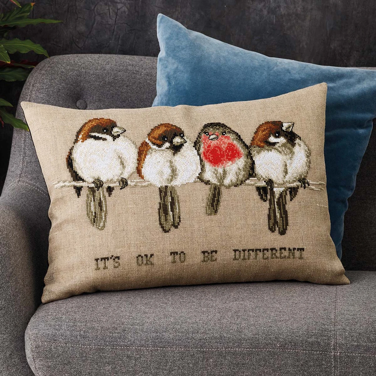 Permin Okay To Be Different Pillow Cover Counted Cross-Stitch Kit 3 Permin Okay To Be Different Pillow Cover Counted Cross-Stitch Kit