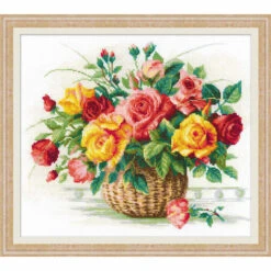 RIOLIS Basket With Roses Counted Cross-Stitch Kit