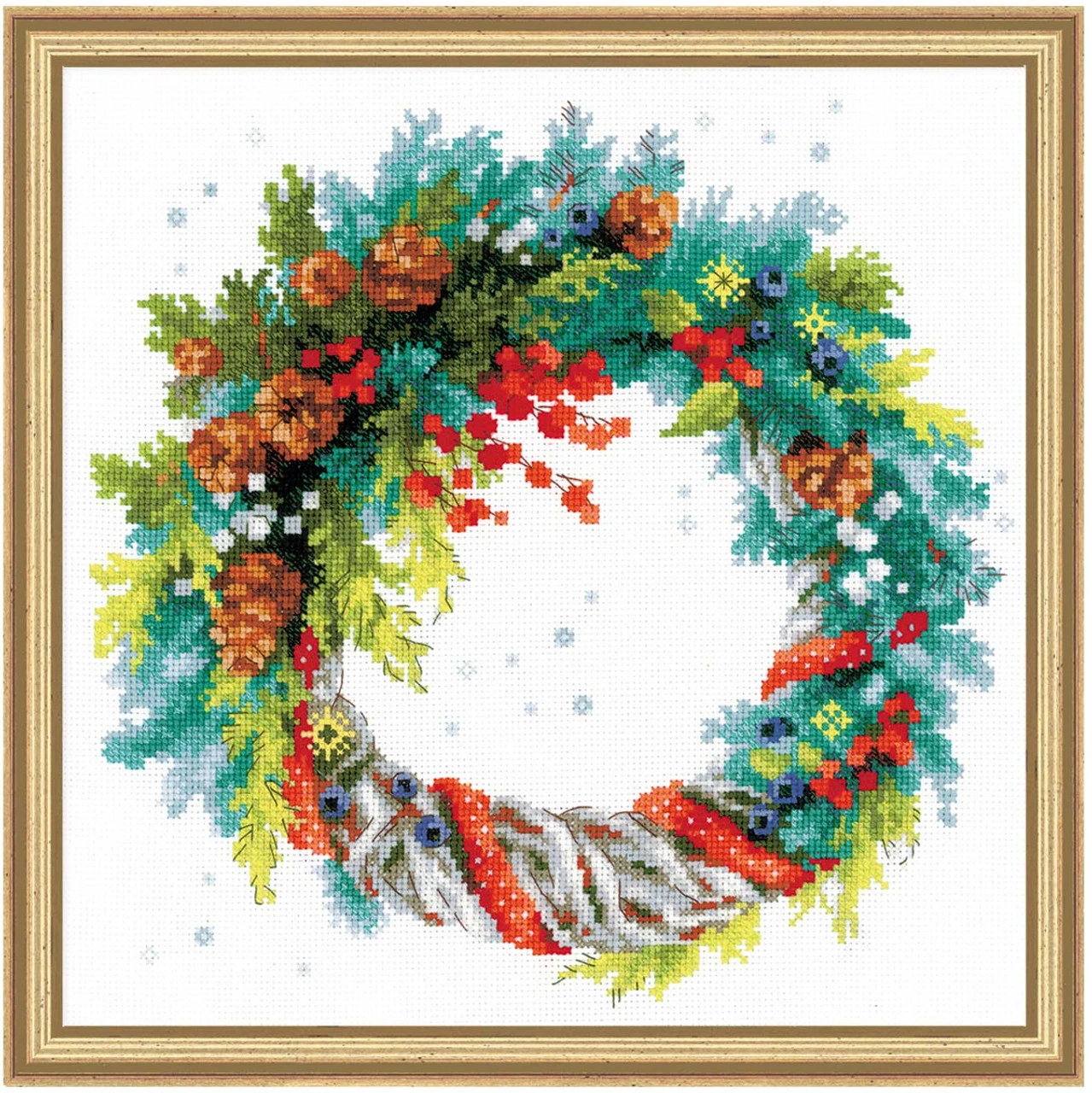 RIOLIS Wreath With Blue Spruce Counted Cross-Stitch Kit 3 RIOLIS Wreath With Blue Spruce Counted Cross-Stitch Kit