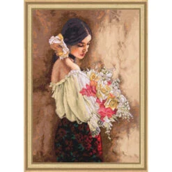 Dimensions Woman With Bouquet Counted Cross-Stitch Kit