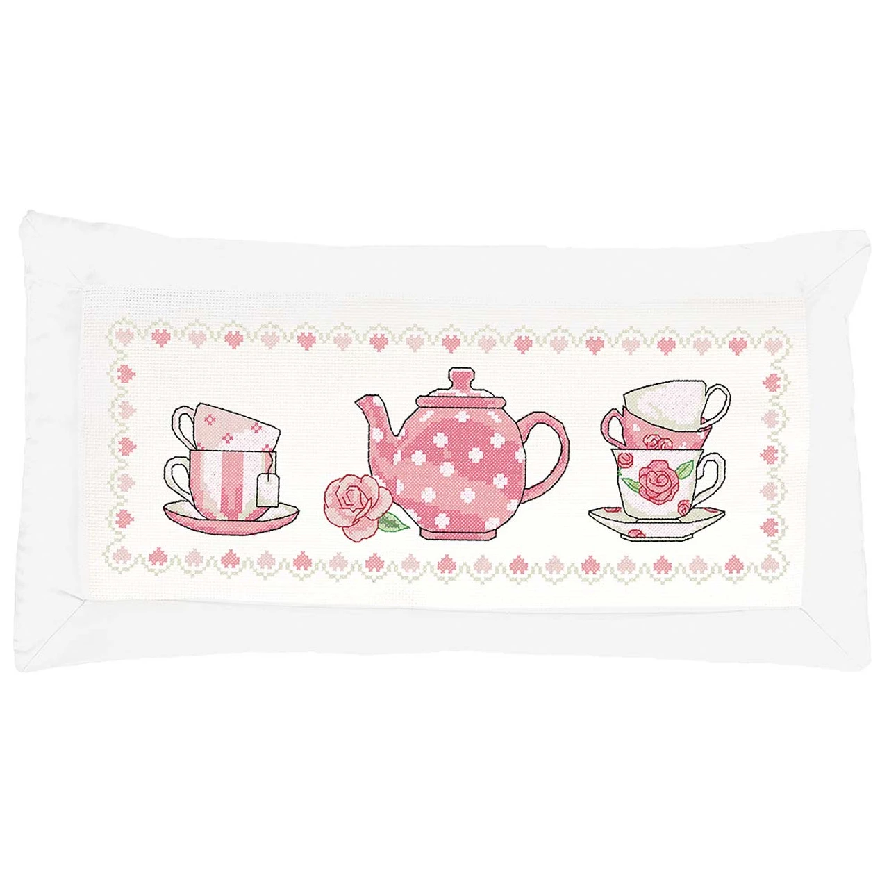 Herrschners You, Me, & Tea Pillow Cover Counted Cross-Stitch Kit 3 Herrschners You, Me, & Tea Pillow Cover Counted Cross-Stitch Kit