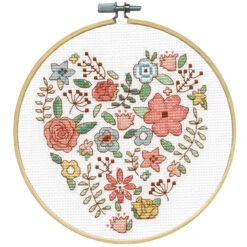 Design Works Floral Heart Hoop Counted Cross-Stitch Kit