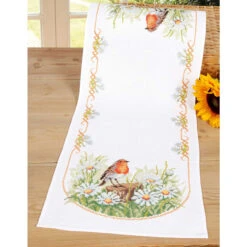 Vervaco Daisies & Robin Table Runner Counted Cross-Stitch Kit -Disney || Prym || Clover Shop 188481 2 46671.1693425372