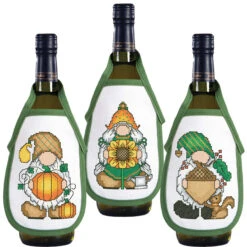 Herrschners Autumn Gnomes Bottle Aprons Counted Cross-Stitch Kit