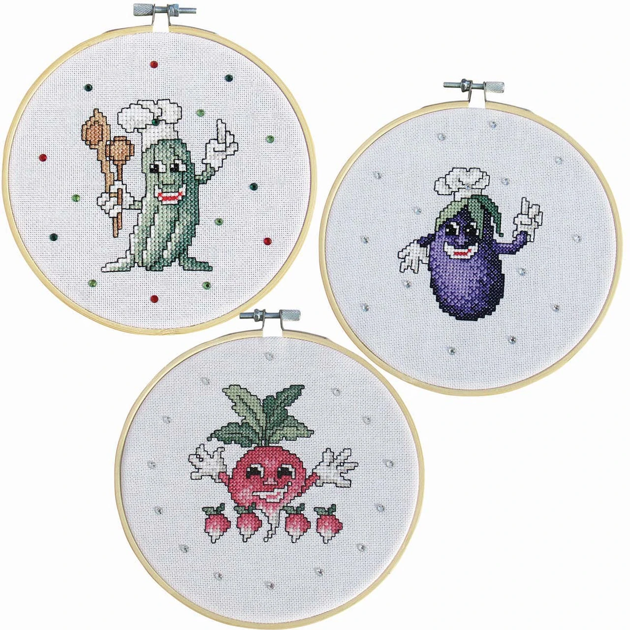 Craftways Vegetables Hoop Set Counted Cross-Stitch 3 Craftways Vegetables Hoop Set Counted Cross-Stitch