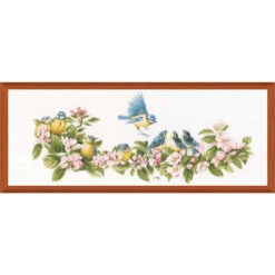 LanArte Blue Bird Blossoms Counted Cross-Stitch Kit