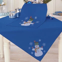Herrschners Snowy Friends Table Topper & Runner Stamped Cross-Stitch