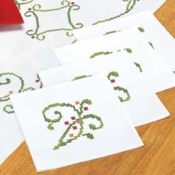 Herrschners Majestic Cardinals Napkin Stamped Cross-Stitch