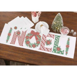 Noel Table Runner & Napkins Stamped Cross-Stitch