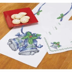 Herrschners Silver Bells Table Runner & Napkins Stamped Cross-Stitch