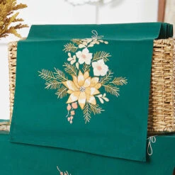 Herrschners Golden Flowers Table Runner Stamped Embroidery Kit