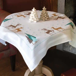 Vervaco Norwegian Reindeer Table Topper Stamped Cross-Stitch Kit