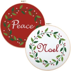 Herrschners Winter Wreaths Hoops Stamped Embroidery Kit